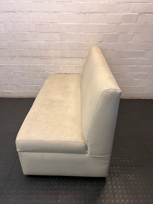 White Textured Pleather Armless 2 Seater Couch — Used and Fully Functional - 2ndhandwarehouse.com