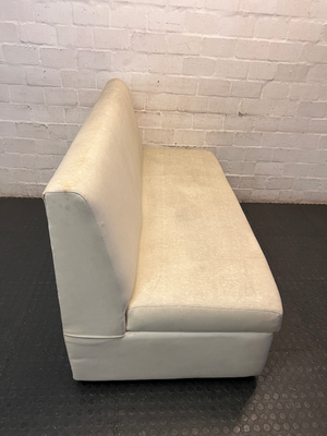 White Textured Pleather Armless 2 Seater Couch — Used and Fully Functional - 2ndhandwarehouse.com