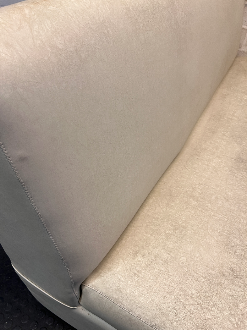 White Textured Pleather Armless 2 Seater Couch — Used and Fully Functional - 2ndhandwarehouse.com