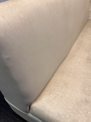 White Textured Pleather Armless 2 Seater Couch — Used and Fully Functional - 2ndhandwarehouse.com