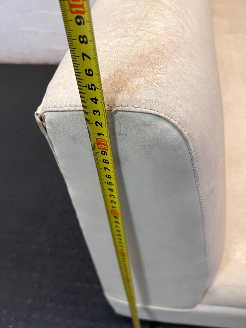 White Textured Pleather Armless 2 Seater Couch — Used and Fully Functional - 2ndhandwarehouse.com