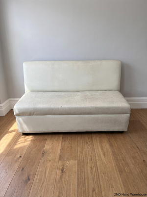 White Textured Pleather Armless 2 Seater Couch — Used and Fully Functional - 2ndhandwarehouse.com