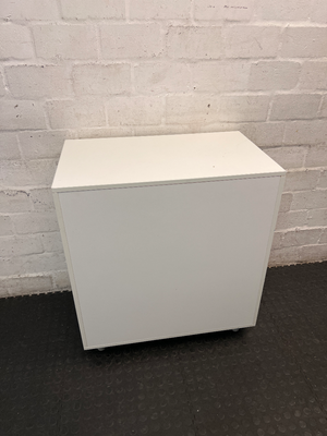 White 4-Compartment Storage Cupboard with Drawers — Used Condition