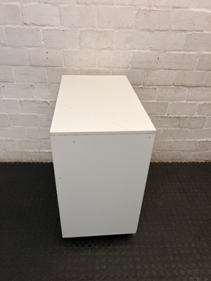 White 4-Compartment Storage Cupboard with Drawers — Used Condition