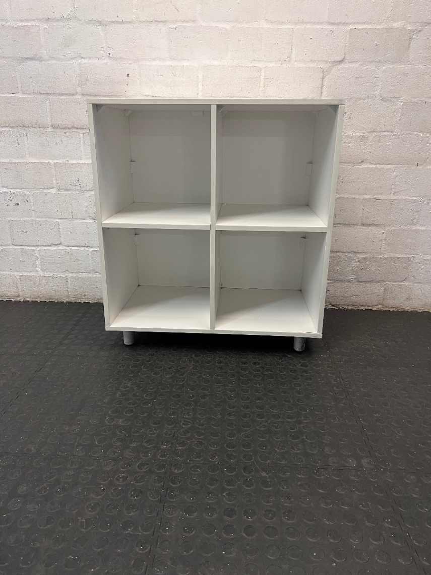 White 4-Compartment Storage Cube Unit on Legs