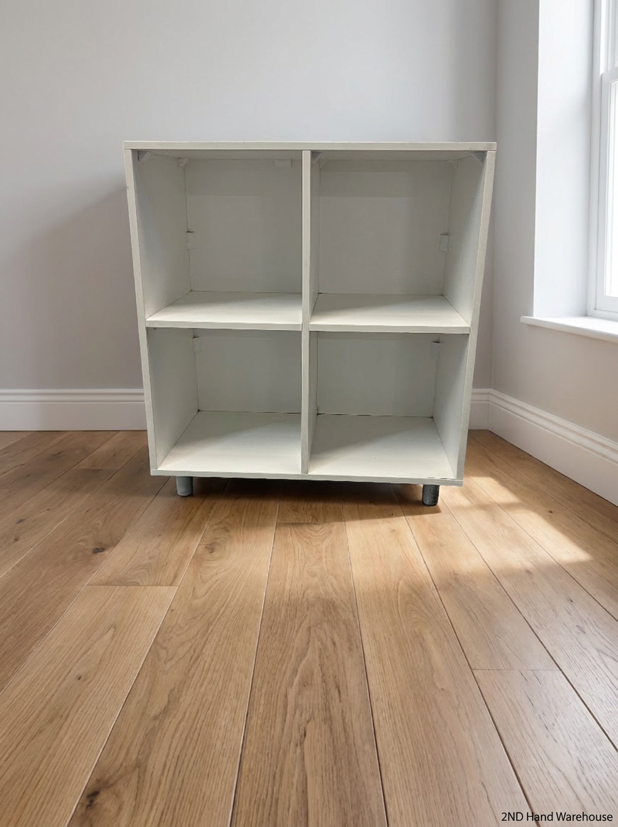 White 4-Compartment Storage Cube Unit on Legs
