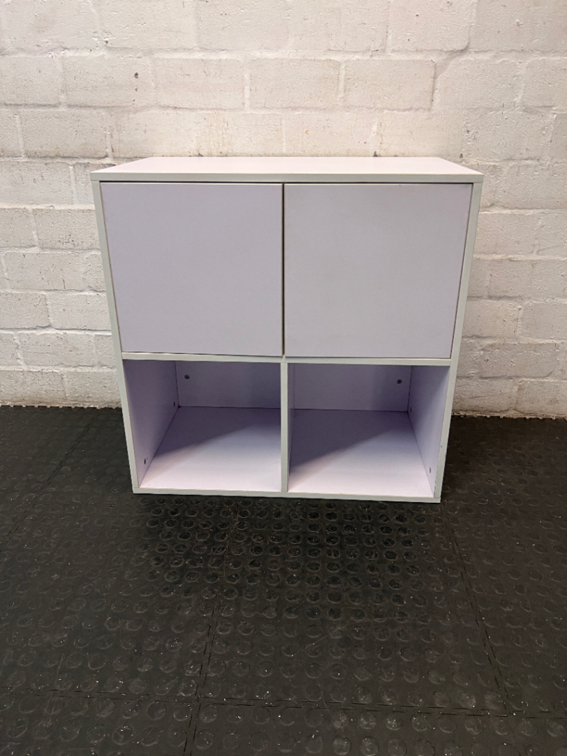 White 4-Compartment Storage Unit with Two Doors