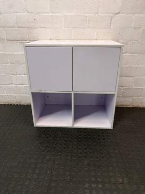 White 4-Compartment Storage Unit with Two Doors