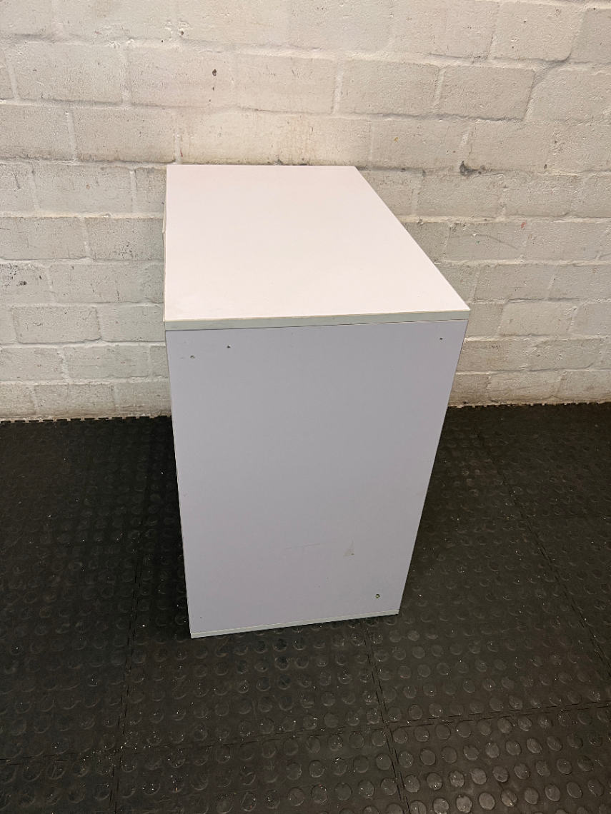 White 4-Compartment Storage Unit with Two Doors
