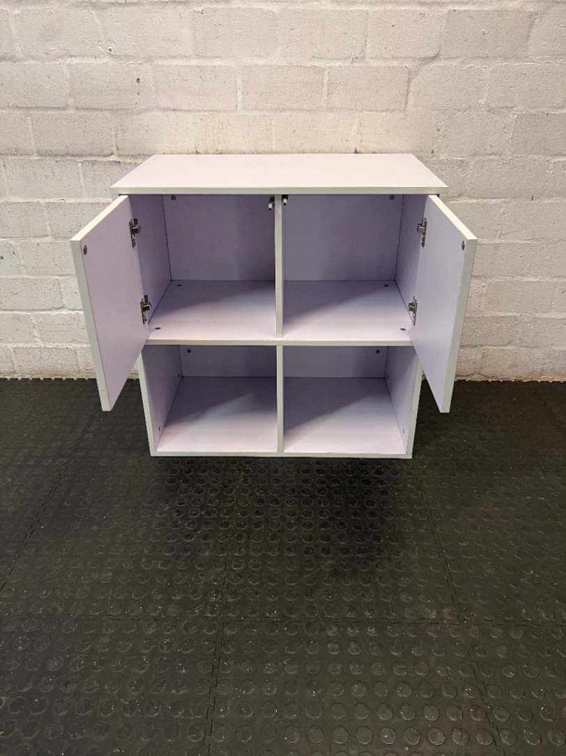 White 4-Compartment Storage Unit with Two Doors