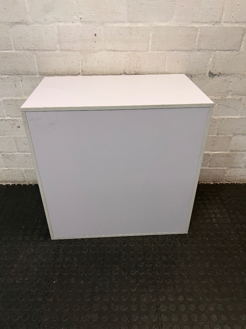 White 4-Compartment Storage Unit with Two Doors