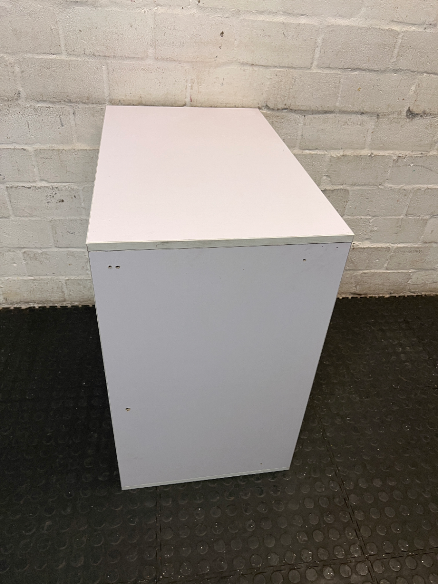 White 4-Compartment Storage Unit with Two Doors