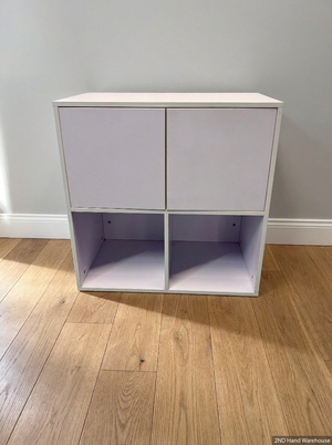 White 4-Compartment Storage Unit with Two Doors