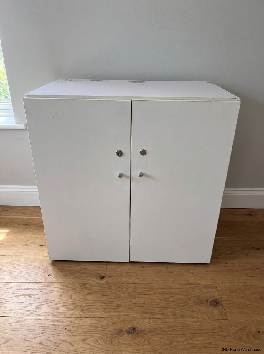 Neutral Two-Door Storage Cupboard with Locks no keys