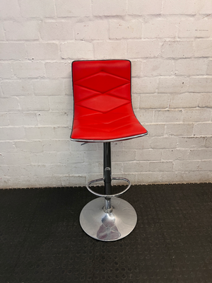 Red Quilted Faux Leather Swivel Bar Stool