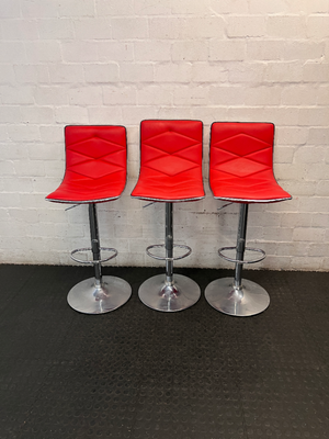 Red Quilted Faux Leather Swivel Bar Stool