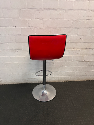 Red Quilted Faux Leather Swivel Bar Stool