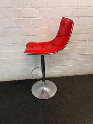 Red Quilted Faux Leather Swivel Bar Stool