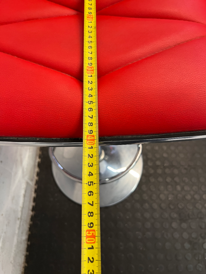 Red Quilted Faux Leather Swivel Bar Stool
