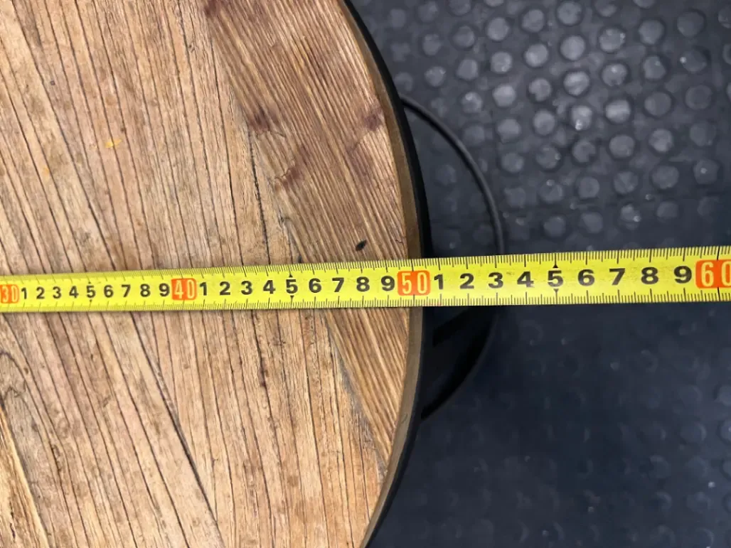 Round Timber and Metal Coffee Table