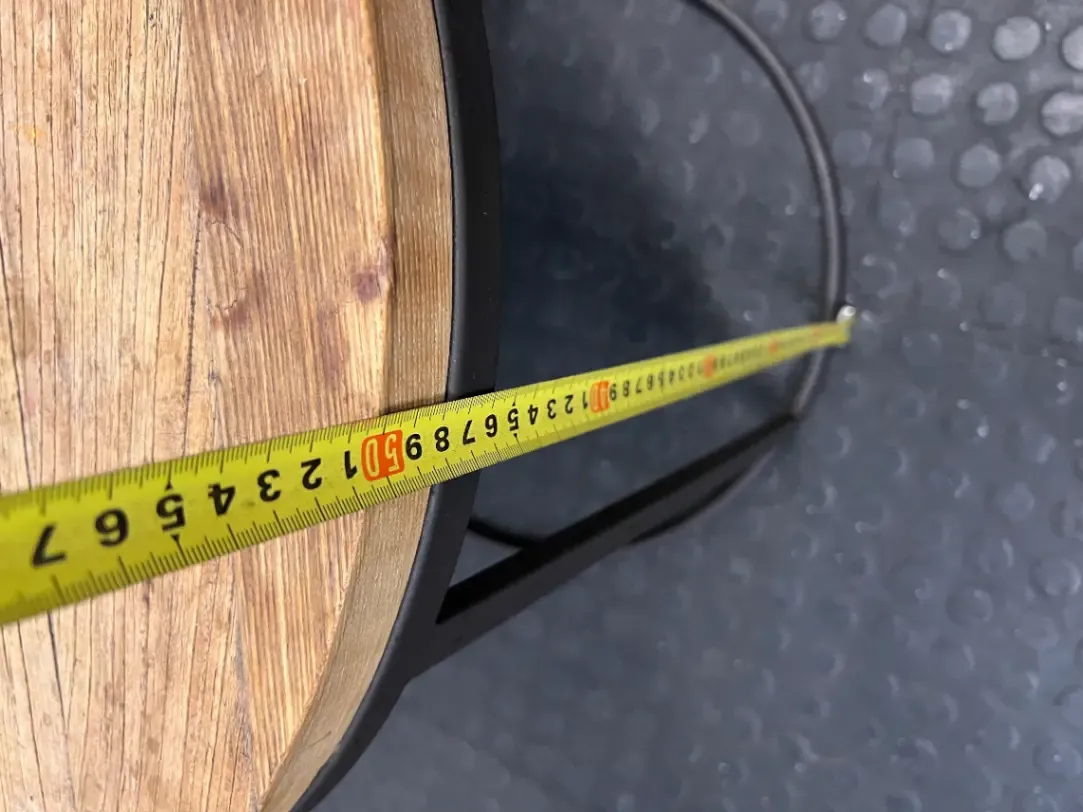 Round Timber and Metal Coffee Table