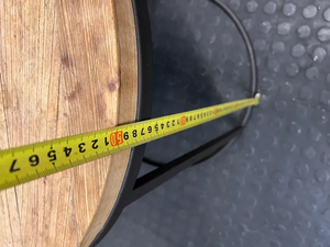 Round Timber and Metal Coffee Table