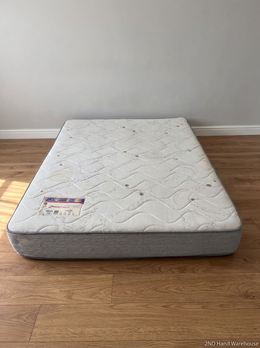 Queen Extra-Length Quilted Mattress — Fair Condition with Visible Wear - Reduced