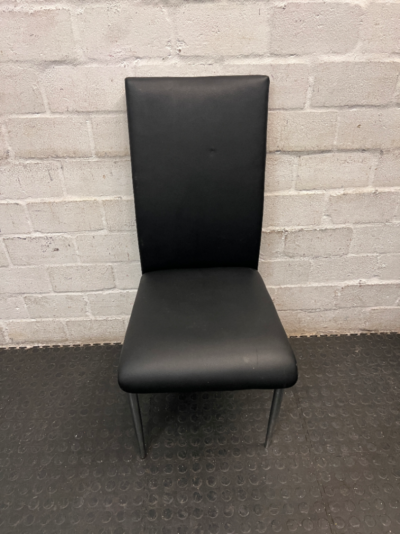 Modern Black Faux-Leather Dining Chair with Metal Legs