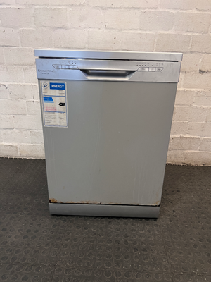 Russell Hobbs Silver Freestanding Dishwasher — Non-Functional with Rust on Front Panel