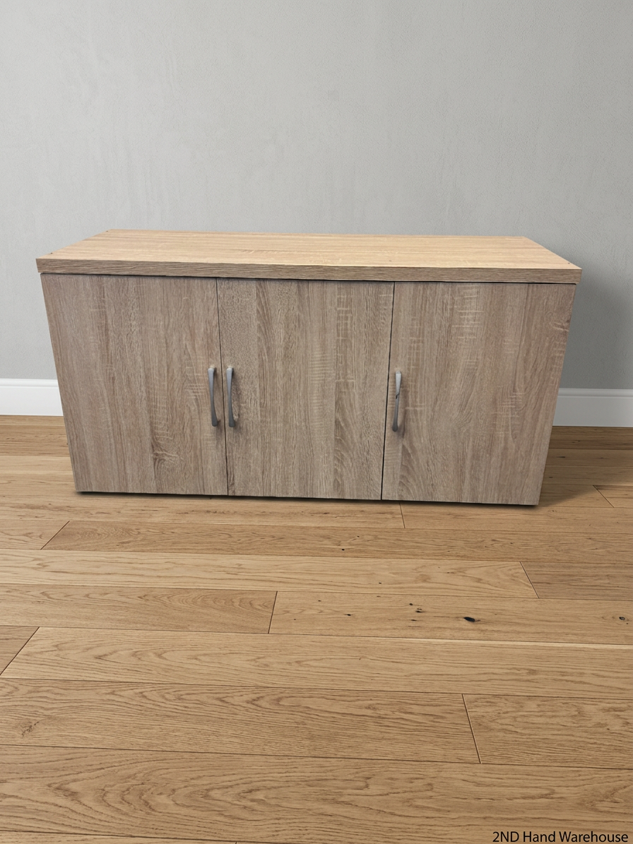 Light Wood Three-Door Top Cupboard — No back board