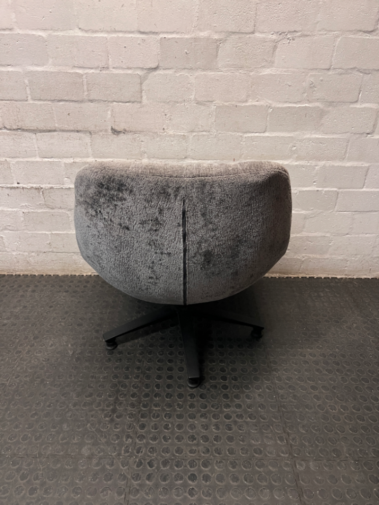 Grey Textured Fabric Tub Chair with Black Base