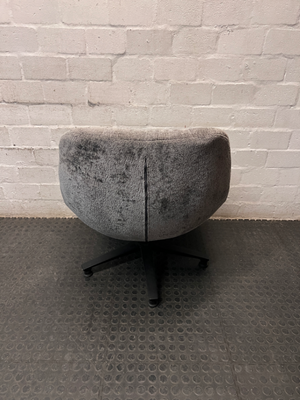 Grey Textured Fabric Tub Chair with Black Base