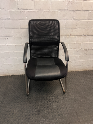 Black Mesh Visitor Chair with Cantilever Chrome Base