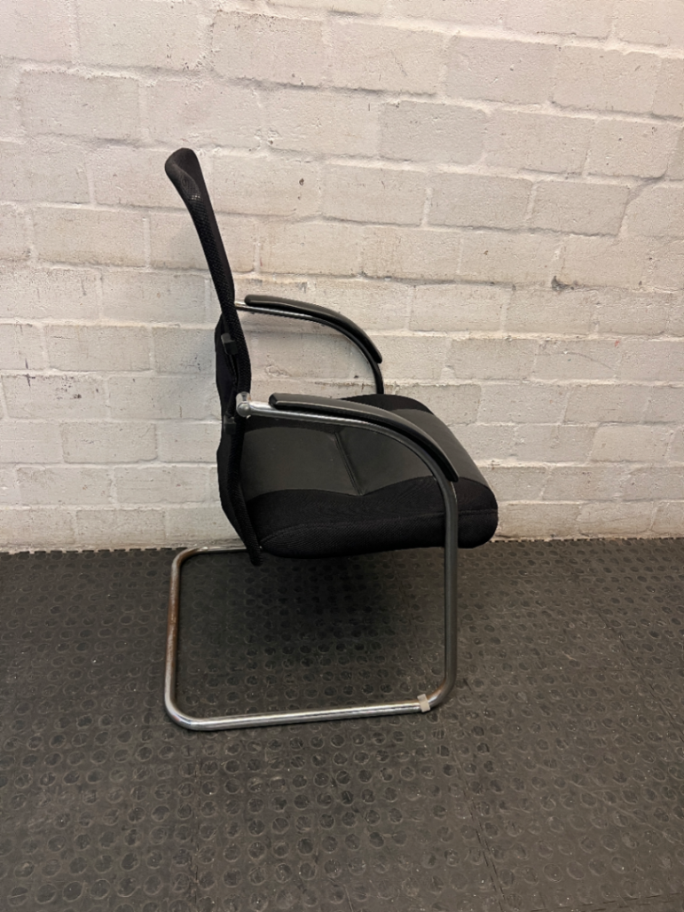 Black Mesh Visitor Chair with Cantilever Chrome Base
