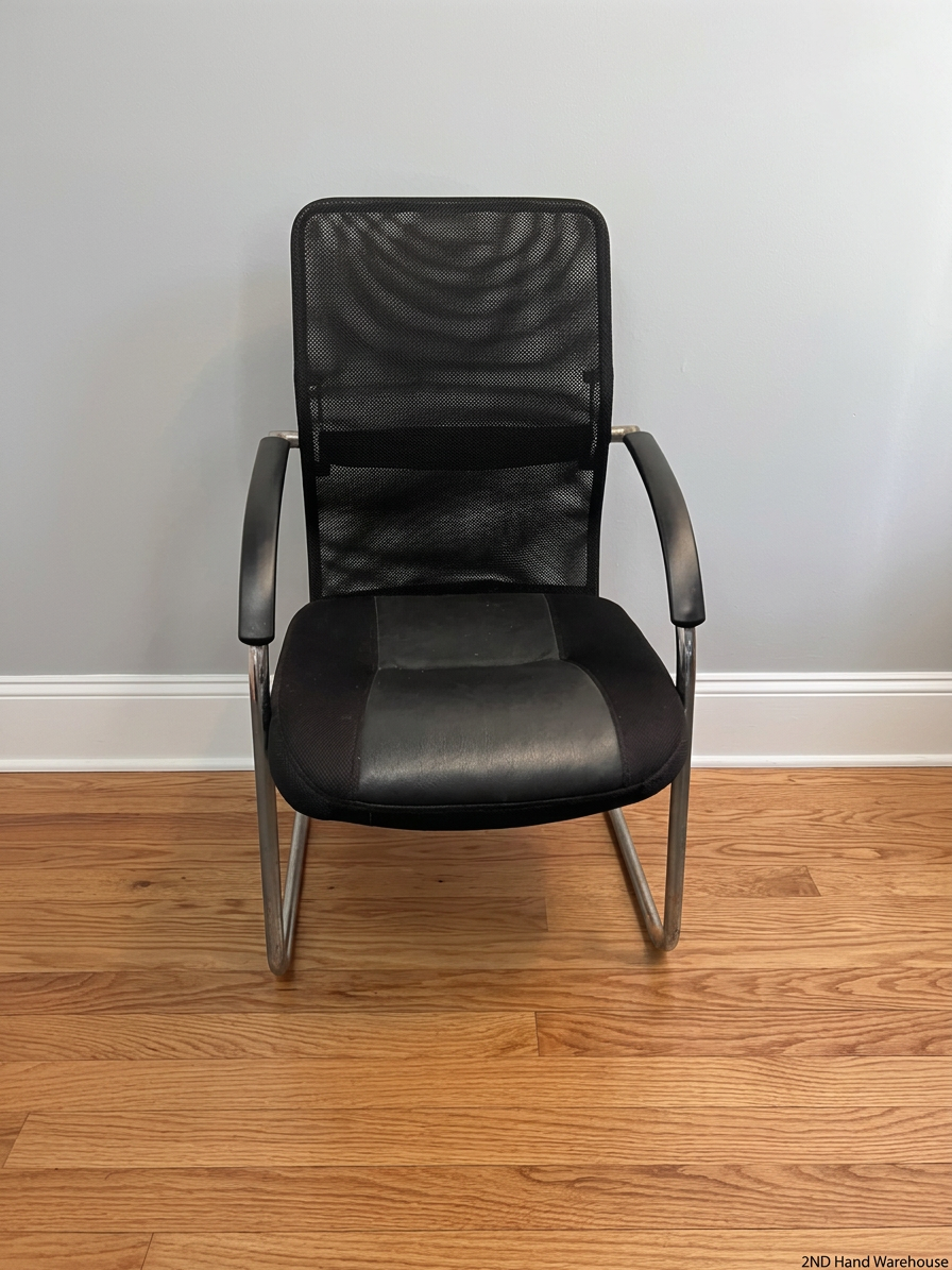Black Mesh Visitor Chair with Cantilever Chrome Base