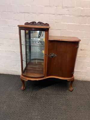 Vintage Ball and Claw Split-Level Display Cabinet — Good Vintage Condition