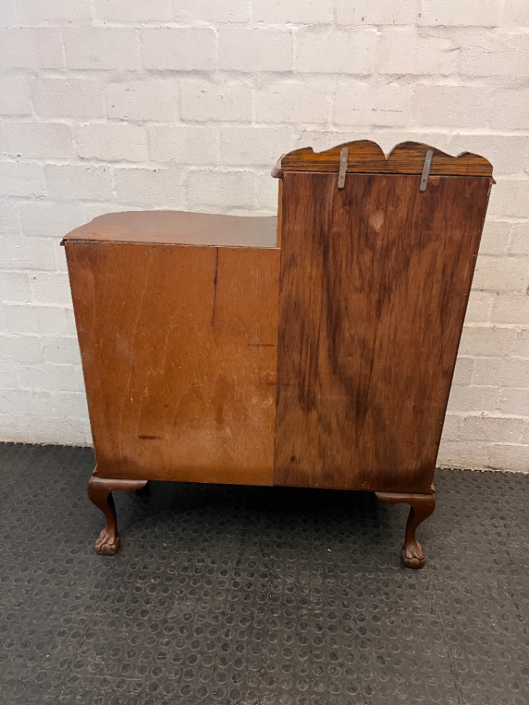 Vintage Ball and Claw Split-Level Display Cabinet — Good Vintage Condition