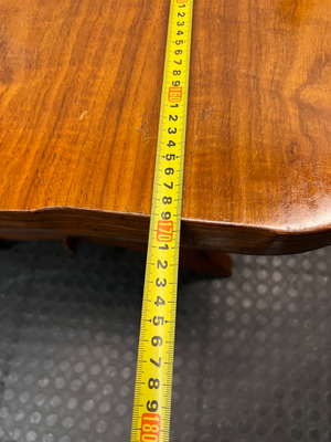 Extendable Wooden Trestle Dining Table — Visible Marks and Wear on Table Top