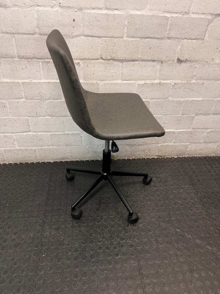 Modern Dark Grey Pleather Mid-Back Office Chair — Clean and Tested