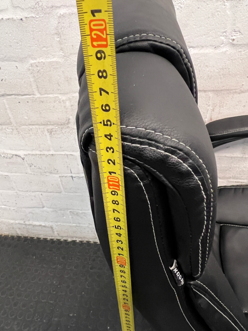 A60450-Black Mid-Back Swivel Office Chair with Contrast Stitching — Visible Wear; One Chair Has Unattached Armrests