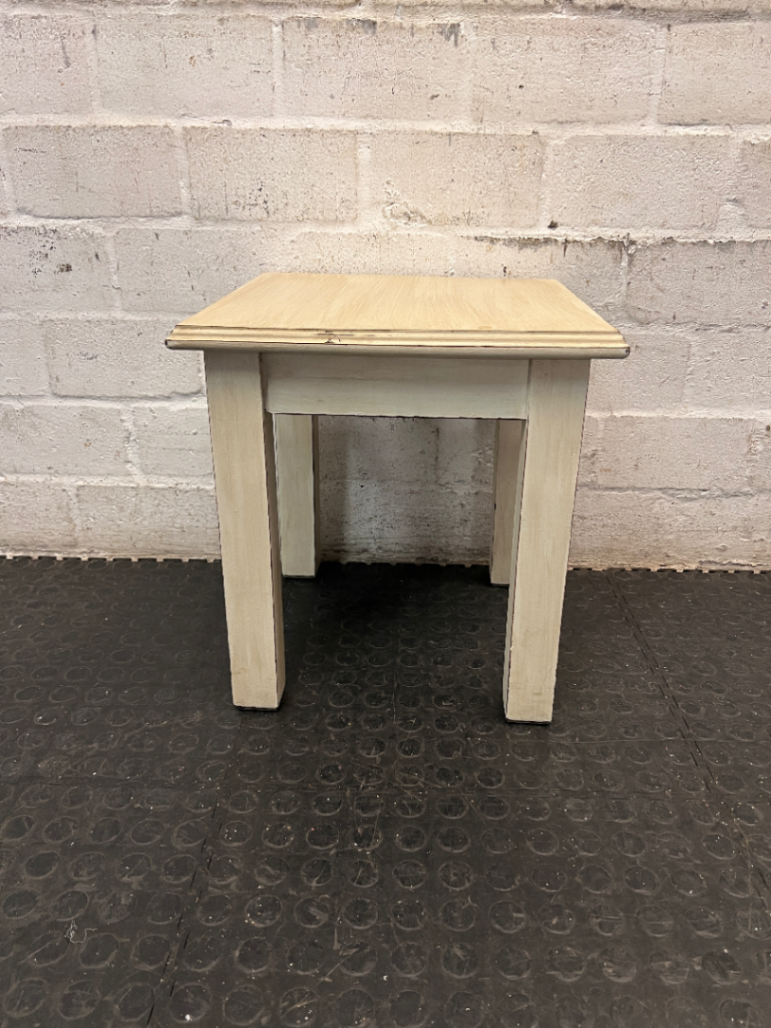 Rustic Two-Tone Wooden Square Stool