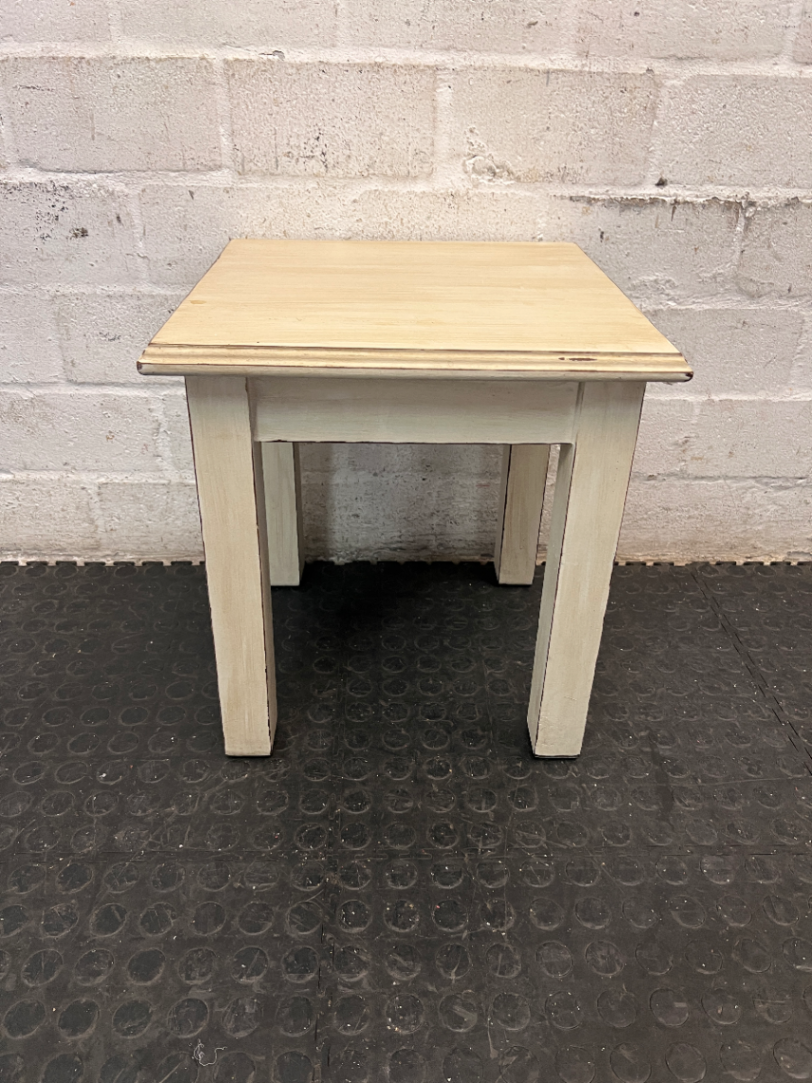 Rustic Two-Tone Wooden Square Stool