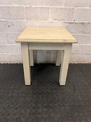 Rustic Two-Tone Wooden Square Stool
