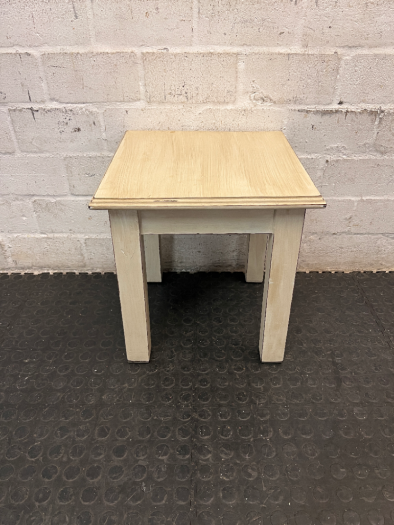 Rustic Two-Tone Wooden Square Stool