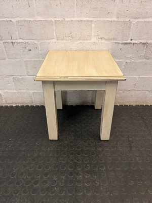 Rustic Two-Tone Wooden Square Stool