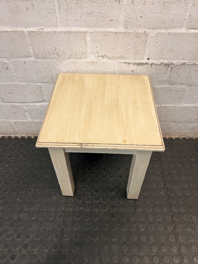 Rustic Two-Tone Wooden Square Stool