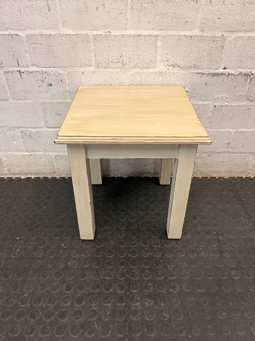 Rustic Two-Tone Wooden Square Stool
