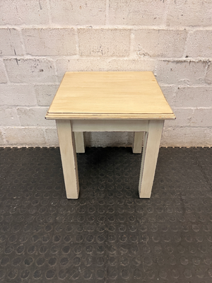 Rustic Two-Tone Wooden Square Stool
