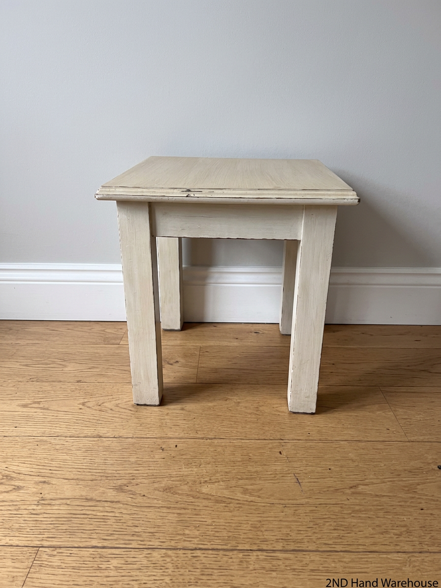 Rustic Two-Tone Wooden Square Stool
