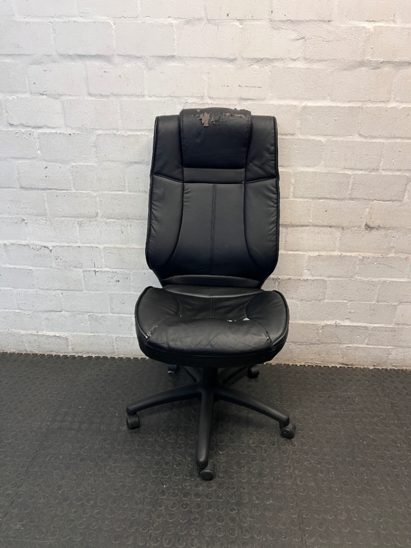 Black High-Back Armless Swivel Office Chair